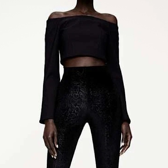 NWT Zara back off shoulder bell sleeve crop top - Picture 1 of 9
